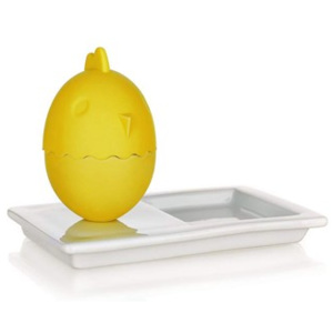 BANQUET Kalíšek na vajíčka s talířkem COLOR PLUS Yellow 13,8 x 8,8 cm, 2 v 1