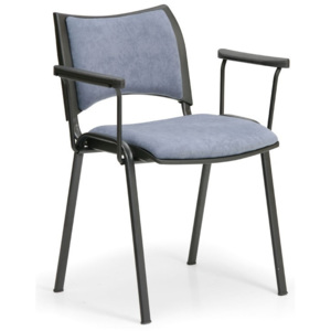 Konferenční židle SMART - černé nohy, s područkami, šedá
