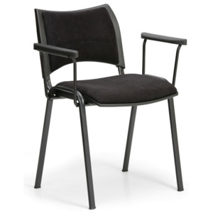Konferenční židle SMART - černé nohy, s područkami, černá