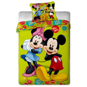 Jerry Fabrics Dětské oboustranné povlečení Minnie a Mickey Mouse, 140x200 cm/70x90 cm - zelené