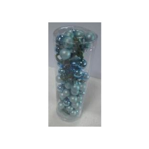 Ozdoby skleněné dekorační na drátku, pr.1.5cm, cena za 72ks (12ks svazek) - VAK021-modra2