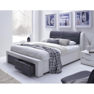 Čalouněná postel Cassandra-S -160x200, rám, rošt, (bílo-černá)