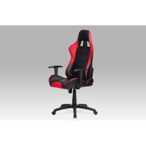 Kancelářská židle s houpacím mechanismem KA-N178 RED, koženka černá & červená AKCE