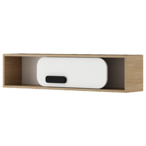 Dřevěná závěsná skříňka v dekoru dub nova a bílé barvy typ G10 KN083
