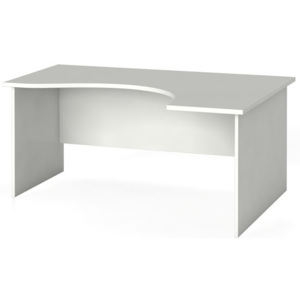 Rohový kancelářský pracovní stůl, zaoblený 160 x 120 cm, bílá, pravý