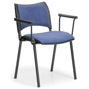 Konferenční židle SMART - černé nohy, s područkami, modrá
