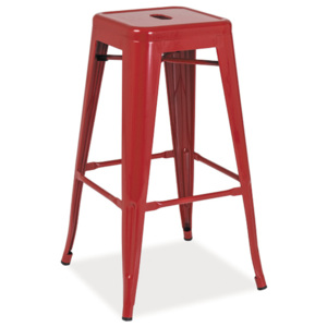 Barová kovová židle v červené barvě KN740