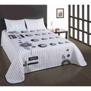 Forbyt Přehoz na postel s návleky, Good-Night, černobílý, 240 x 260 cm 160 x 220 cm + 40 x 40 cm