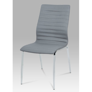 Autronic Jídelní židle DCL-578 GREY1 - chrom/koženka šedá