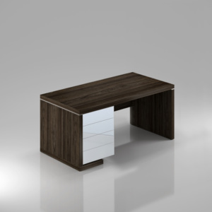 Stůl Lineart levý 160 x 85 cm + kontejner a krycí panel jilm tmavý / bílá