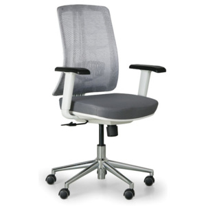 Kancelářská židle Human, bílá/šedá, hliníkový kříž