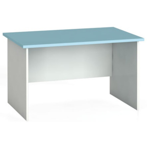 Kancelářský psací stůl rovný 120 x 80 cm, bílá/azurová
