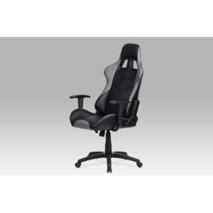 Kancelářská židle s houpacím mechanismem KA-N178 GREY, koženka černá & šedá AKCE