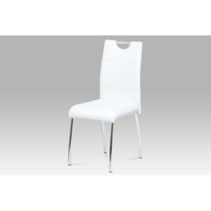 Jídelní židle chrom a potah bílá ekokůže DCL-401 WT