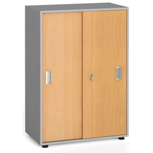 Kancelářská skříň zasouvací dveře, 1087x800x420 mm, buk