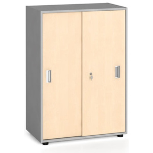 Kancelářská skříň zasouvací dveře, 1087x800x420 mm, bříza