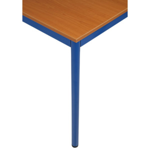Stůl do jídelny - kulaté nohy, modrá konstrukce, 800 x 800 mm, třešeň