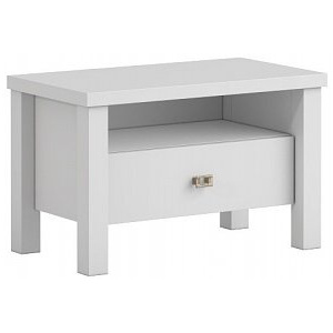 Noční stolek v bílé matné barvě se stříbrnými úchytkami typ VL21 VILLA