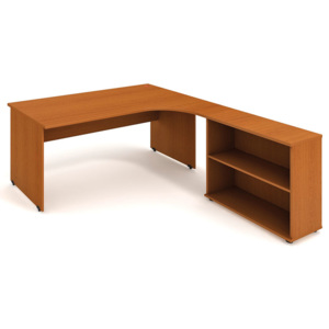 Rohový psací stůl UNI se skříňkou - délka 1800 mm, levý, buk