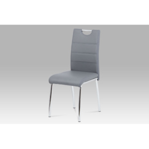 Jídelní židle chrom a potah šedá ekokůže DCL-401 GREY