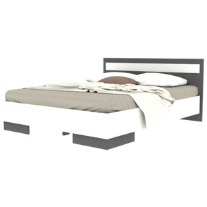 Manželská postel 160x200cm bílá s čelem šedý grafit TK052