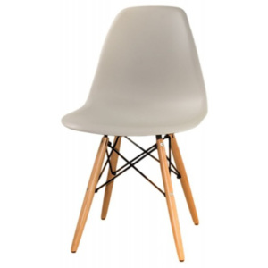 Designová trendy židle v kombinaci dřeva a plastu šedé barvy TK078