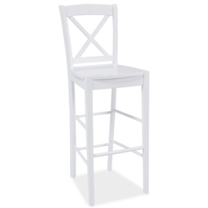 Dřevěná barová židle v bílé barvě KN271
