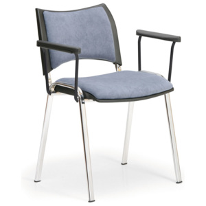 Konferenční židle SMART - chromované nohy, s područkami, šedá