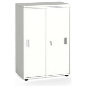 Kancelářská skříň zasouvací dveře, 1087 x 800 x 420 mm, bílá