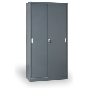 Kovová skříň s posuvnými dveřmi, 1990 x 1000 x 450 mm, tmavě šedá