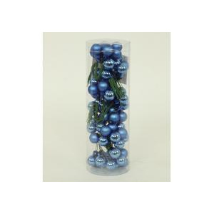 Ozdoby skleněné dekorační na drátku, pr.1.5cm, cena za 72ks (12ks svazek) - VAK021-modra1
