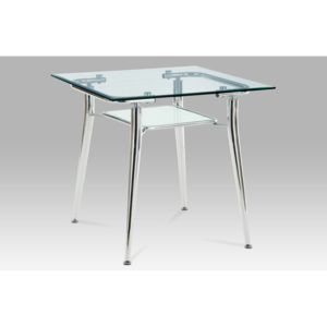 Jídelní stůl skleněný 80 x 80 cm s odkládací policí EP9231