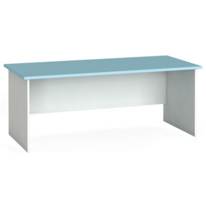 Kancelářský psací stůl rovný 180 x 80 cm, bílá / azurová