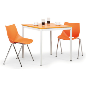 Stůl do jídelny - kulaté nohy, světlešedá konstrukce, 800 x 800 mm, oranžová