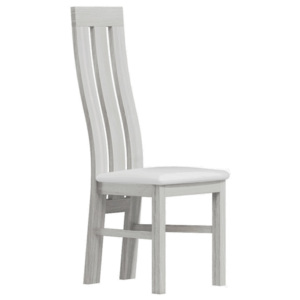 Jídelní židle v bílé barvě s čalouněním v krémové barvě KN074