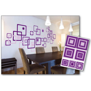 DIMEX ST1 022 Samolepicí dekorace na zeď - Fialové čtverce| 50x 70 cm | růžová, fialová
