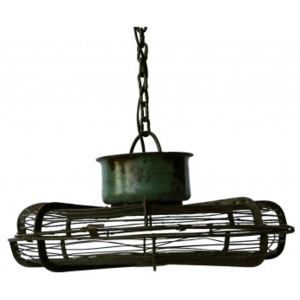 Industrial style, Kovová závěsná lampa/lustr v zeleném provedení 19x45cm (1351)