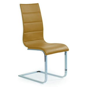 Halmar Kovová židle K104 tmavě béžová-bílá (eko kůže)
