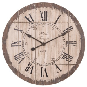 Dřevěné skládací hodiny s římskými číslicemi - Ø 60*5 cm Clayre & Eef