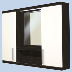 Závěsná koupelnová skříňka se zrcadlem Kristýna 17 barevné provedení: wenge/bílý lesk