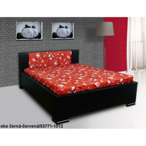 Čalouněná postel 140x200cm Marco Barva: eko kůže černá/červená, typ matrace: matrace 12cm