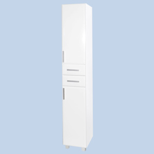 Vysoká koupelnová skříňka Klára 9 barevné provedení: bílá/bílý lesk