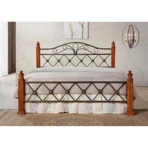 Elegantní manželská postel v rustikálním stylu 180 x 200 cm KN068