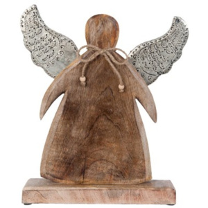 Dřevěný anděl široký na podstavci Clayre & Eef
