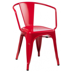 Jídelní židle Tolix 45 s područkami, červená