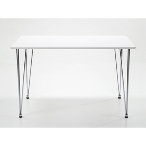 Jídelní stůl 120x74 cm v bílé barvě na kovové podnoži DO119
