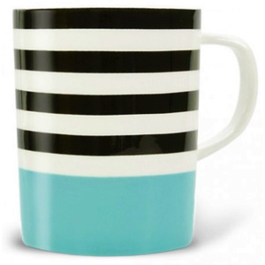 Hrnek na čaj, kávu, kakao... Black Lines REMEMBER (vzor černý pruh/ modrá)