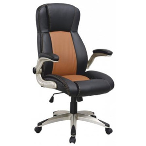 Kancelářská židle, ekokůže světle hnědá + černá / plast, KNOX
