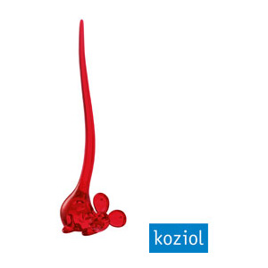 Stojan, držák na šperky, náušnice, prstýnky myš RINGO KOZIOL (barva-TRANSPARENTNĚ ČERVENÁ)