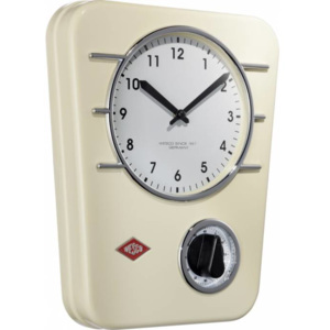 Kuchyňské hodiny s minutkou Wesco (barva-světle krémová, mandlová)